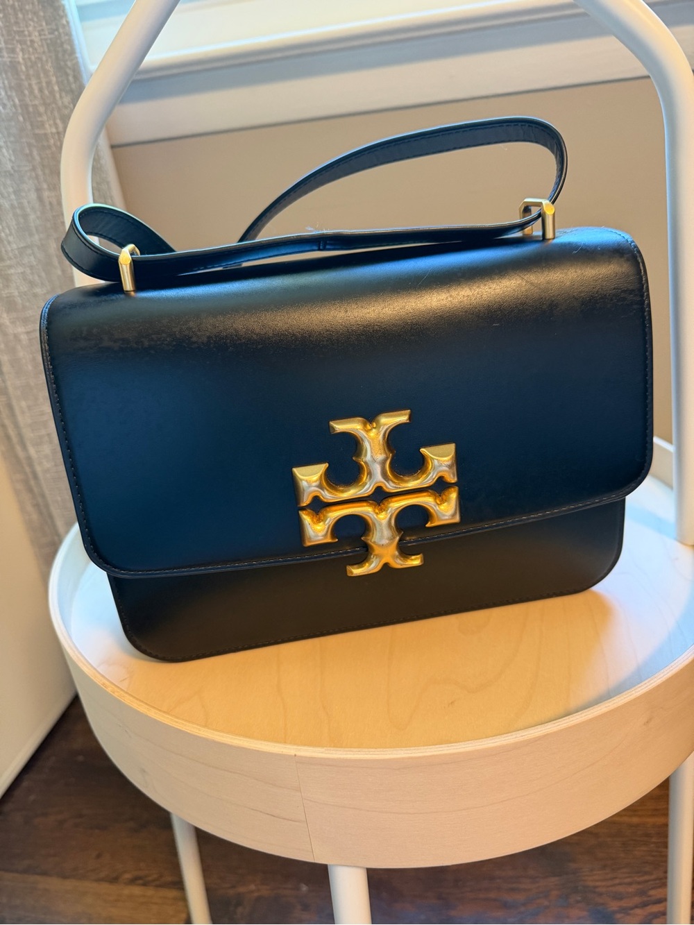 Tory Burch Black Eleanor Convertible Leather Shoulder Bag / Arm Bag